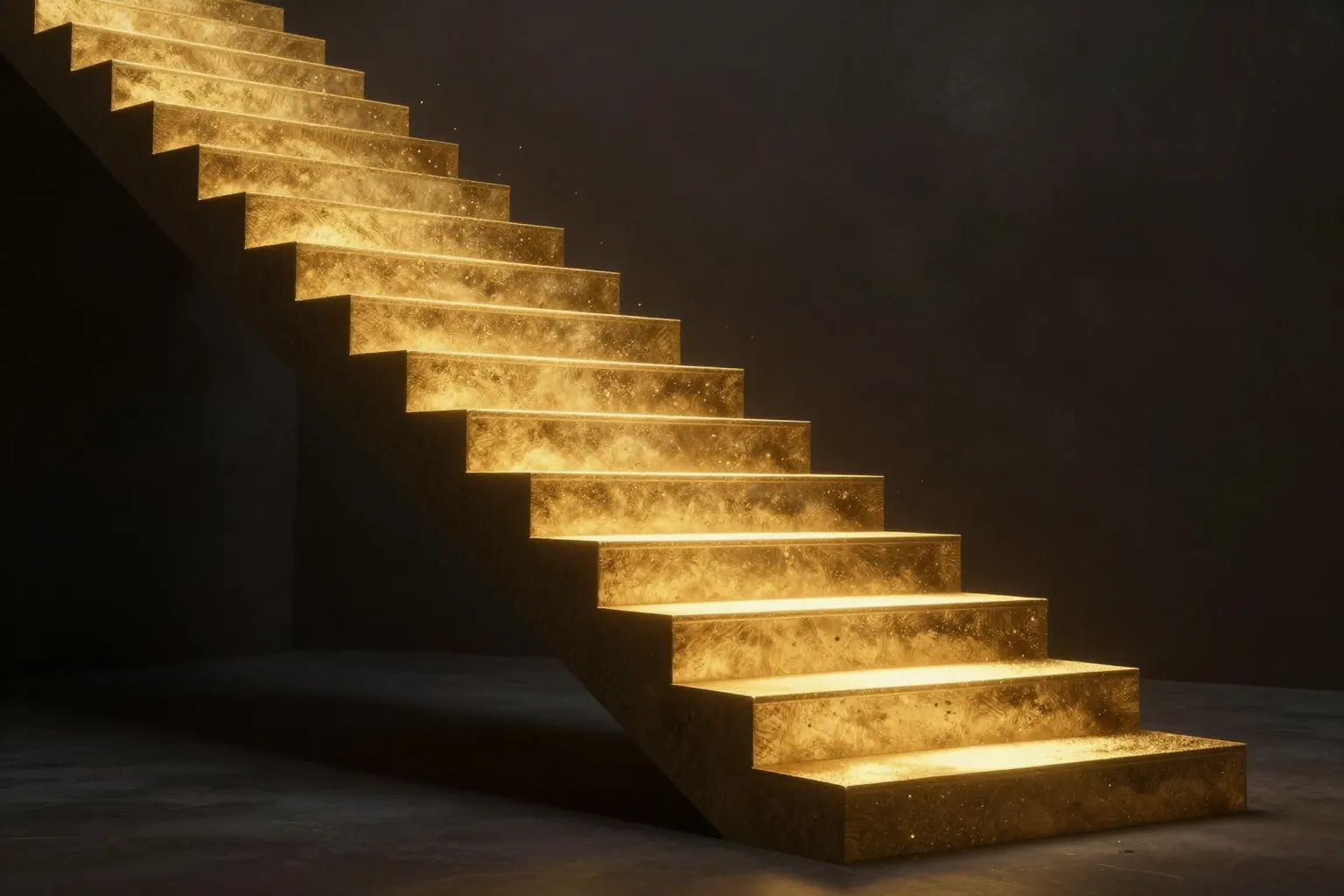 Ascending gold staircase